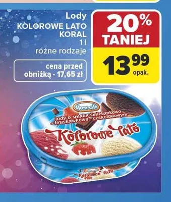 Lody Koral Kolorowe Lato promocja w Carrefour