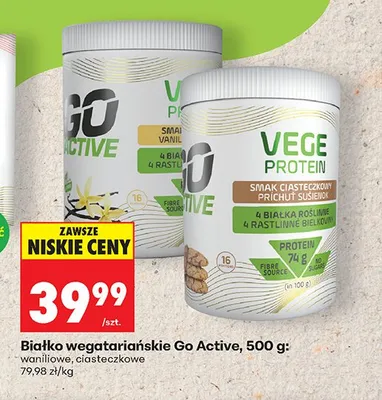 Białko wegetariańskie Go Active ciasteczkowe promocja w Biedronka
