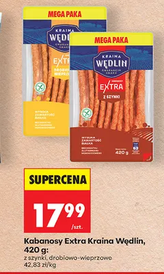 Kabanosy Extra drobiowo-wieprzowe Kraina Wędlin promocja w Biedronka