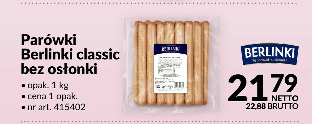 Parówki Berlinki classic bez osłonki promocja w Makro