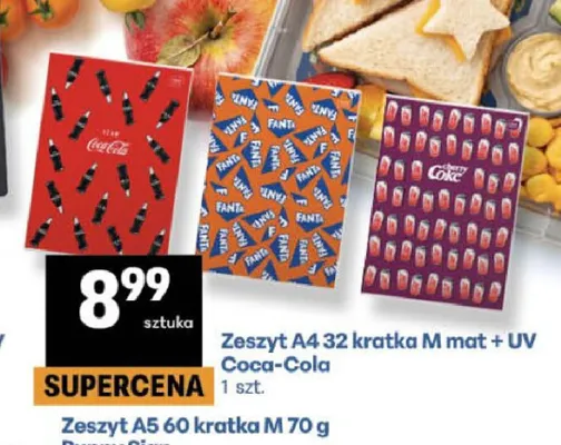 Zeszyt A4 32 kratka M mat + UV Coca-Cola promocja w Delikatesy Centrum