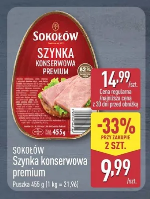 Szynka konserwowa premium Sokołów promocja w Aldi