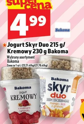 Jogurt Skyr Duo kremowy Bakoma promocja w TOPAZ