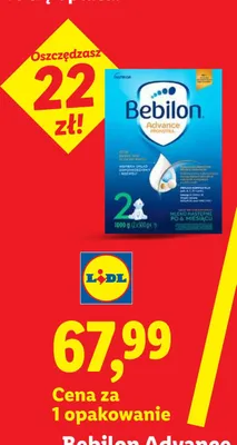 Mleko następne Bebilon Advance 2 po 6 m-cu Nutricia 2-pak 500 g promocja w Lidl