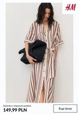 Sukienka z wiązanym paskiem H&M promocja w H&M