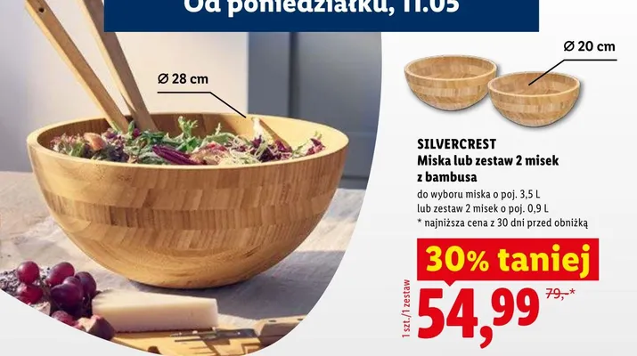 Zestaw 2 misek z bambusa SilverCrest 20cm promocja w Lidl
