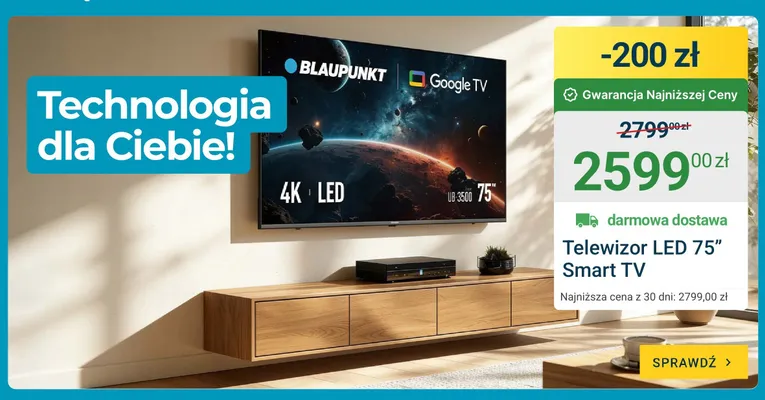 Telewizor LED Blaupunkt 75" Smart TV promocja w ERLI
