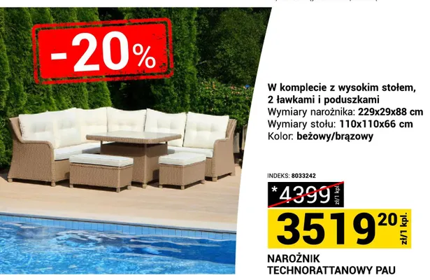 Narożnik technorattanowy PAU promocja w Merkury Market