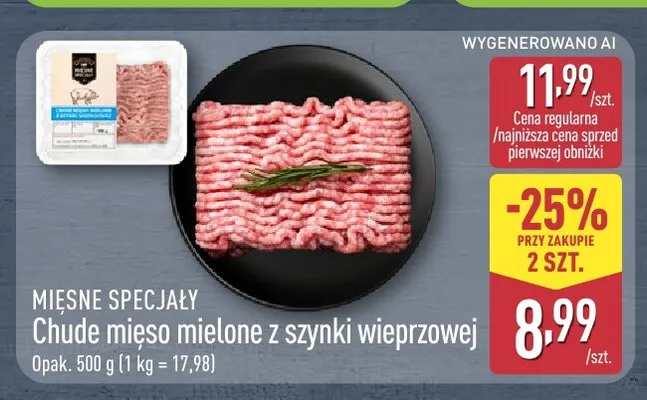 Chude mięso mielone z szynki wieprzowej Mięsne Specjały promocja w Aldi