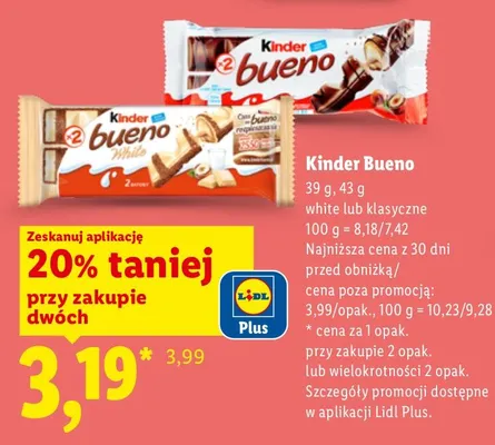 Baton Kinder Bueno White promocja w Lidl