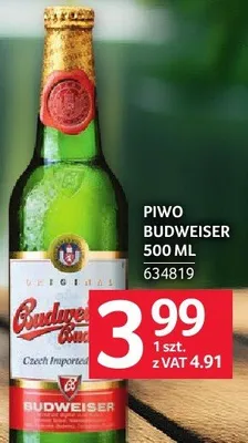 Piwo Budweiser 500 ml promocja w Selgros