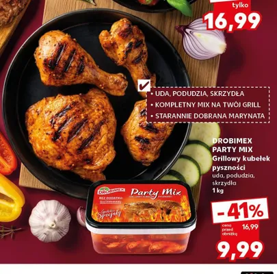Grillowy kubełek pyszności uda, podudzia, skrzydła Drobimex Party Mix promocja w Kaufland