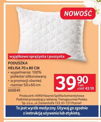 Poduszka Helisa 70x80cm promocja w Selgros
