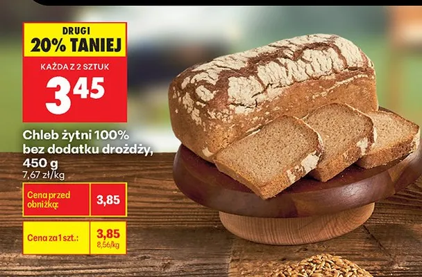 Chleb żytni 100% bez dodatku drożdży promocja w Biedronka
