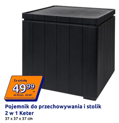 Pojemnik do przechowywania i stolik 2 w 1 Keter 37x37x37 cm promocja w Action