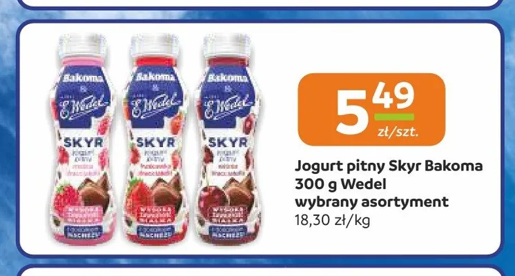 Jogurt pitny Skyr Bakoma E.Wedel promocja w Gama