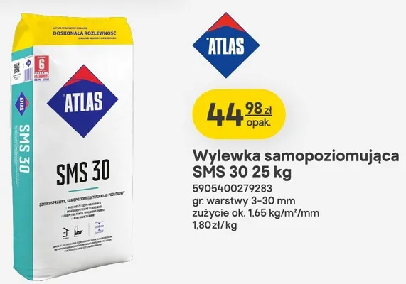 Wylewka samopoziomująca ATLAS SMS 30 promocja w Castorama