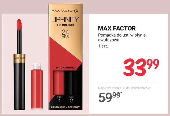 Pomadka do ust w płynie dwufazowa Max Factor Lipfinity promocja w Rossmann