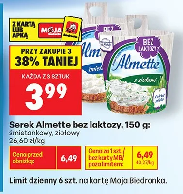 Serek twarogowy z ziołami bez laktozy promocja w Biedronka