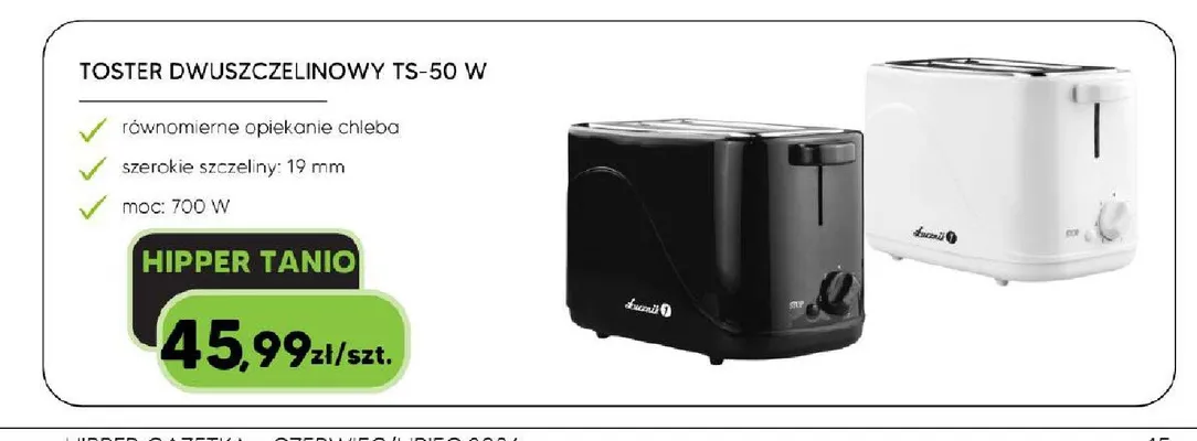 Toster dwuszczelinowy Łucznik TS-50W promocja w HIPPER.pl