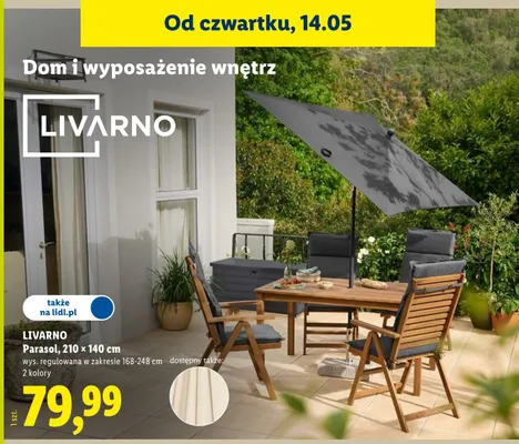 Parasol ogrodowy Livarno 210x140cm wys. regulowana w zakresie 168-248cm 2 kolory promocja w Lidl