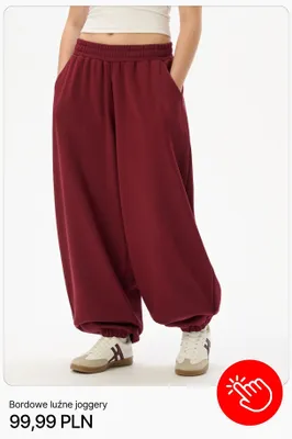 Joggery bordowe luźne Cropp promocja w Cropp