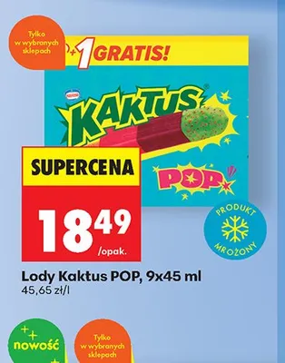 Lody Kaktus POP 9-pak 45 ml promocja w Biedronka