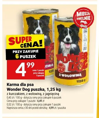 Karma dla psa Wonder Dog puszka z wołowiną promocja w Twój Market