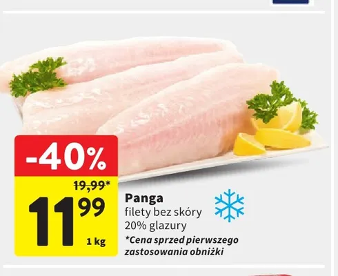 Panga filety bez skóry 20% glazury promocja w Intermarche