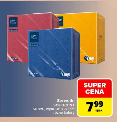 Serwetki Softpoint Paw 38x38 cm promocja w Carrefour