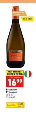 Wino musujące Biscardo Prosecco promocja w Biedronka