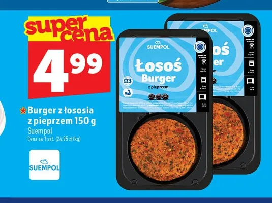 Burger z łososia z pieprzem Suempol promocja w TOPAZ