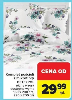 Komplet pościeli z mikrofibry Detexpol różne wzory promocja w Carrefour