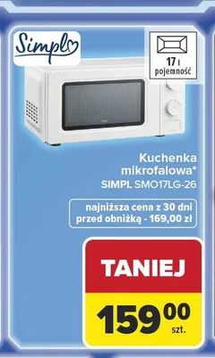 Kuchenka mikrofalowa SIMPL SMO17LG-26 17l promocja w Carrefour