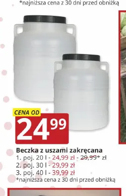 Beczka z uszami zakręcana 30 l promocja w Prymus AGD