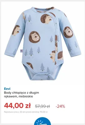 Body chłopięce z długim rękawem niebieskie Eevi promocja w Smyk