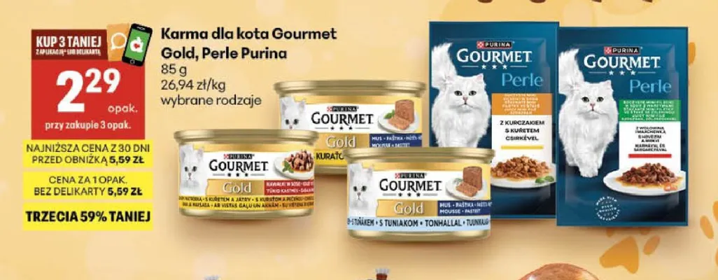 Karma dla kota Gourmet Gold Purina promocja w Delikatesy Centrum