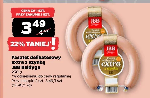 Pasztet delikatesowy extra z szynką JBB Bałdyga promocja w Netto