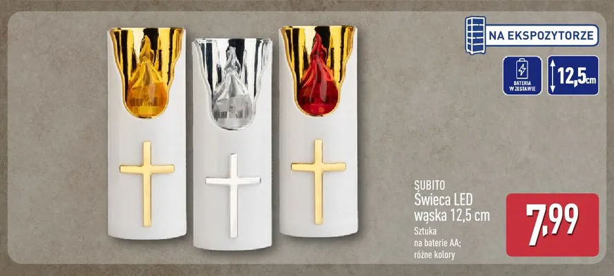Świeca LED wąska 12,5 cm Subito promocja w Aldi