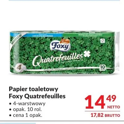 Papier toaletowy Foxy Quatrefeuilles 10-pak promocja w Makro