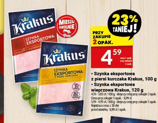Szynka eksportowa wieprzowa Krakus promocja w Twój Market