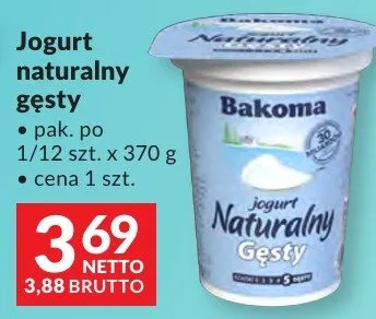 Jogurt naturalny gesty Bakoma promocja w Makro