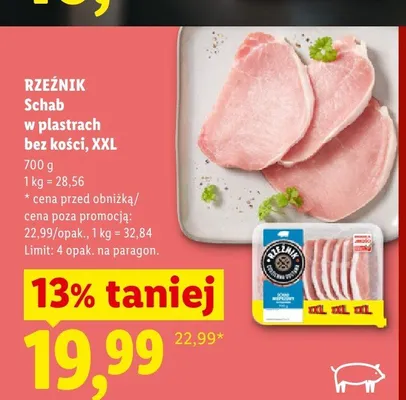 Schab w plastrach bez kości Rzeźnik XXL promocja w Lidl