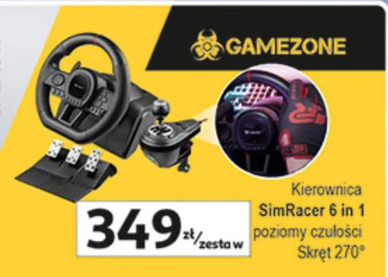 Kierownica SimRacer 6 in 1 poziomy czułości skręt 270° promocja w Auchan