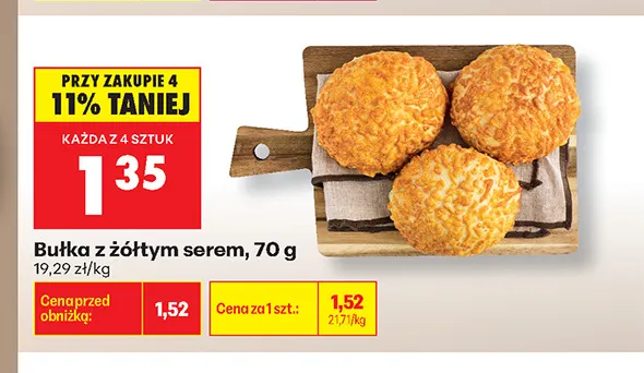 Bułka z żółtym serem promocja w Biedronka