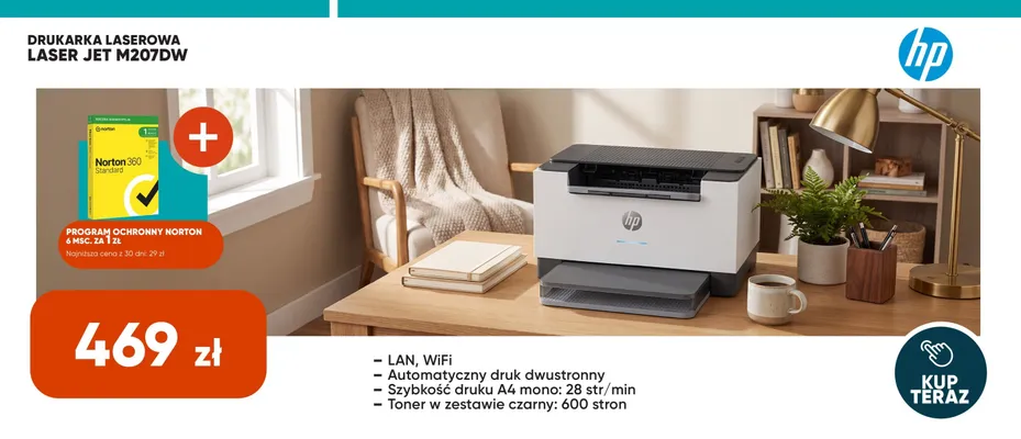 Drukarka laserowa Hp LaserJet M207dw promocja w Max Elektro