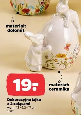 Dekoracyjne jajko z 2 zającami promocja w Netto