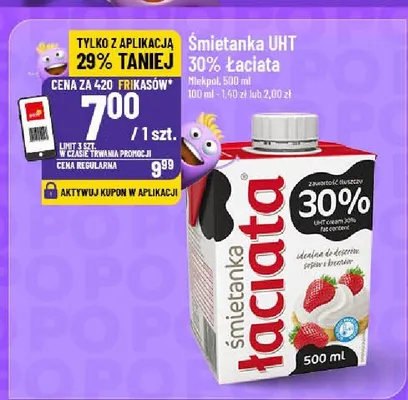 Śmietanka UHT Łaciata 30% promocja w POLOmarket