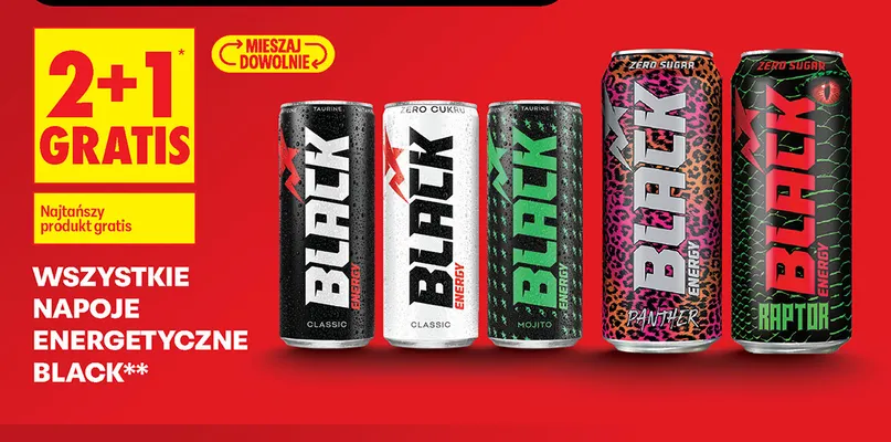 Napój energetyczny Black Raptor zero sugar promocja w Biedronka
