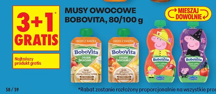 Musy owocowe BoboVita 80/100 g różne smaki promocja w Biedronka